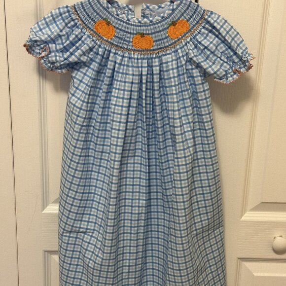 GIRLS BLUE CHECKERED DRESS - Picture 1 of 2